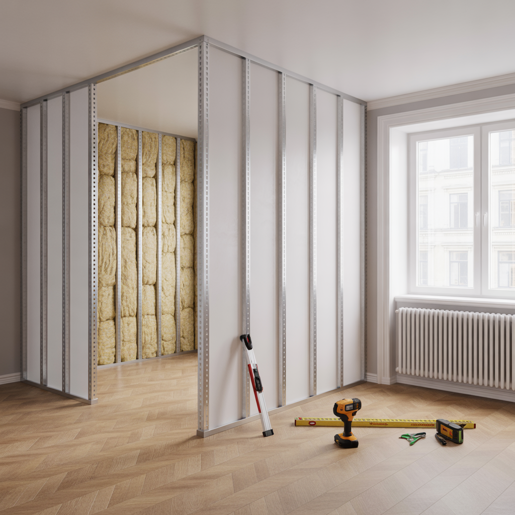 bygga innervagg med stalreglar steg for steg och kostnad