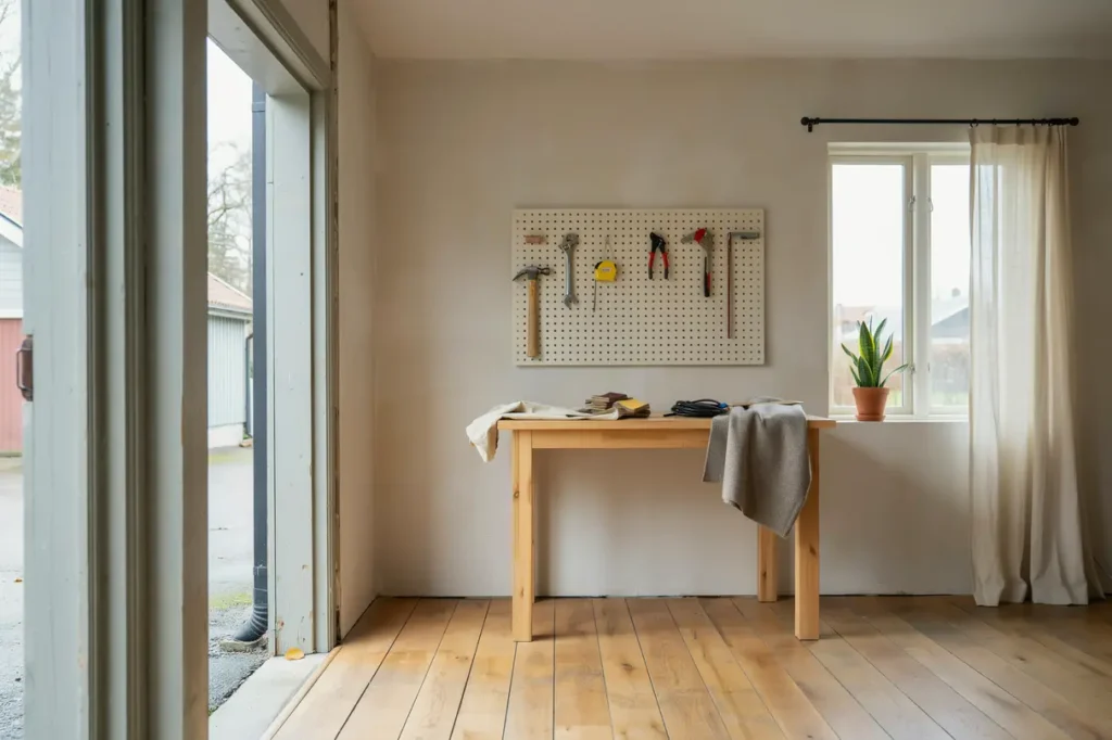 ombyggnad av garage till isolerat hobbyrum i orhem